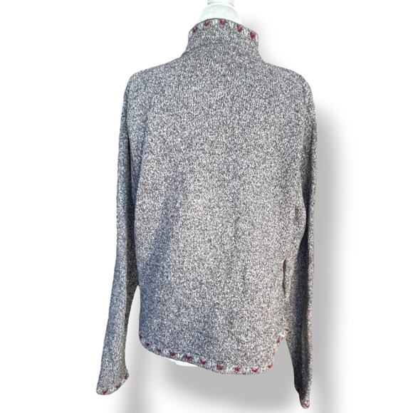 Vintage Woolrich Gray Red Half Zip Nordic Heart Trim Wool Sweater Warm Cozy - Picture 4 of 11